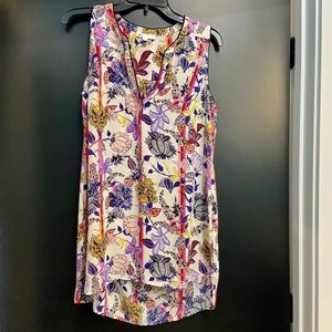 Floral Sleeveless Work Long Top Size M